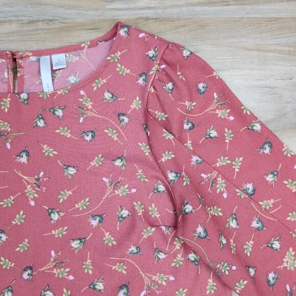 💛Lauren Conrad Dusty Pink Floral Lightweight Top Small - Picture 6 of 12